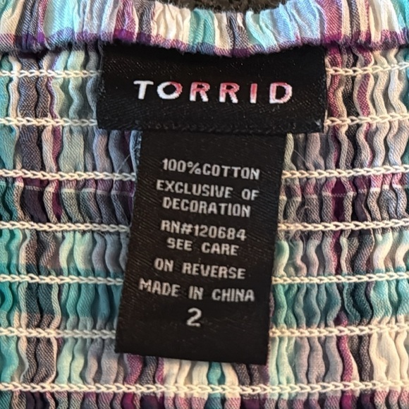 Torrid Turquoise And Purple Plaid Smocked Back Tank Top - Picture 5 of 5